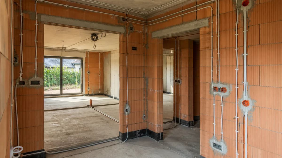 Wnętrze domu przygotowane do wykonania instalacji elektrycznej