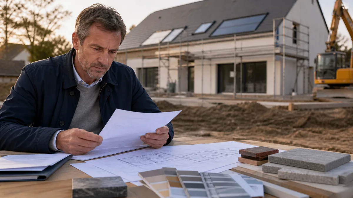 Planning house construction costs with documents and materials